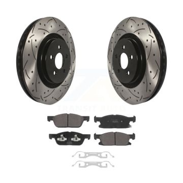 Front Coated Drilled Slotted Disc Brake Rotors Semi-Metallic Pad Kit For Lincoln Nautilus KDF-101059
