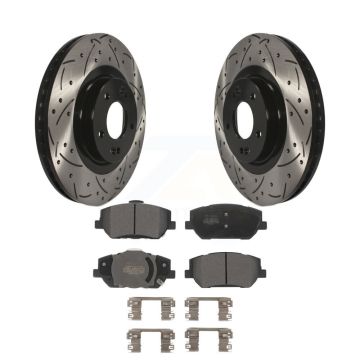 Front Drilled Slot Disc Brake Rotors Semi-Metallic Pad Kit For 2019-2020 Hyundai Santa Fe KDF-101060