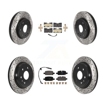 Front Rear Drill Slot Brake Rotors Semi-Metallic Pad Kit For GMC Chevrolet Silverado 1500 KDF-101064