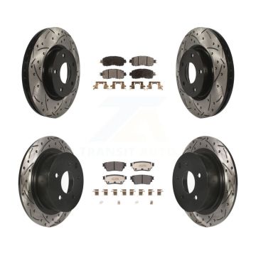 Front Rear Drilled Slot Brake Rotor Semi-Metallic Pad Kit For 2019-2020 Nissan Altima AWD KDF-101066