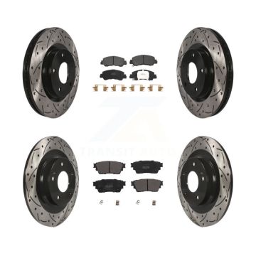 Front Rear Drill Slot Disc Brake Rotor Semi-Metallic Pad Kit For Mitsubishi Eclipse Cross KDF-101069
