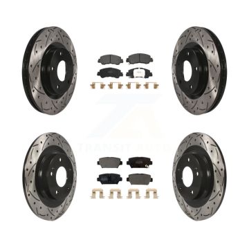 Front Rear Drill Slot Disc Brake Rotor Semi-Metallic Pad Kit For Mitsubishi Eclipse Cross KDF-101070