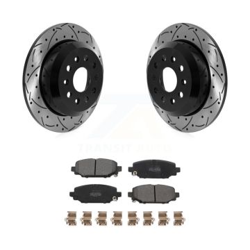 Rear Drill Slot Disc Brake Rotors Semi-Metallic Pad Kit For 2018-2020 Jeep Wrangler Sport KDF-101072