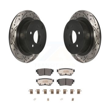 Rear Drilled Slot Disc Brake Rotors Semi-Metallic Pad Kit For 2019-2020 Nissan Altima AWD KDF-101075