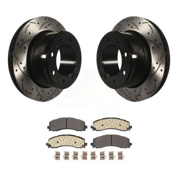 Rear Coated Drilled Slotted Disc Brake Rotors And Semi-Metallic Pad Kit For Ram 2500 3500 KDF-101076