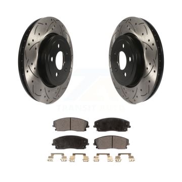 Front Drill Slot Brake Rotors Semi-Metallic Pad Kit For 15-18 Dodge Charger RWD with 3.6L KDF-101077