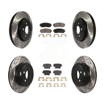Front Rear Drilled Slot Brake Rotor Semi-Metallic Pad Kit For Dodge Charger RWD with 3.6L KDF-101078