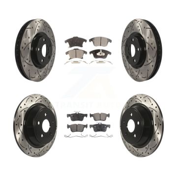 Front Rear Drill Slot Brake Rotors Semi-Metallic Pad Kit For Ford Police Responder Hybrid KDF-101080