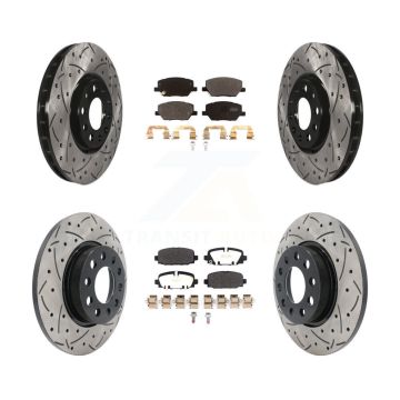 Front Rear Coated Drilled Slotted Disc Brake Rotor Semi-Metallic Pad Kit For Jeep Compass KDF-101081