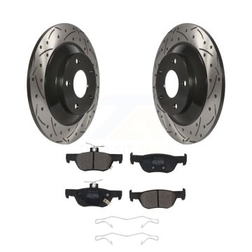 Rear Coated Drilled Slot Disc Brake Rotors Semi-Metallic Pad Kit For Mazda CX-30 MX-30 EV KDF-101083