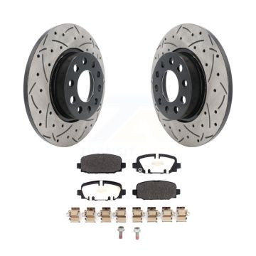 Rear Coated Drilled Slotted Disc Brake Rotors And Semi-Metallic Pads Kit For Jeep Compass KDF-101084