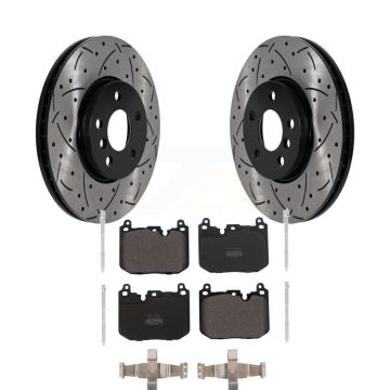 Front Drilled Slot Brake Rotors Semi-Metallic Pad Kit For 2017-2020 Mini Cooper Clubman S KDF-101085