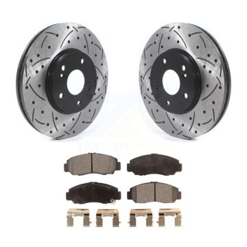 Front Coated Drilled Slotted Disc Brake Rotors And Semi-Metallic Pad Kit For Honda Accord KDF-101086