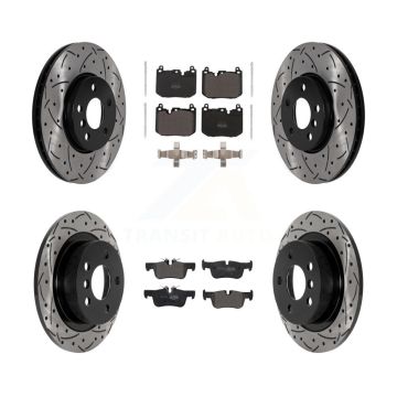 Front Rear Drilled Slot Brake Rotor Semi-Metallic Pad Kit For 17-20 Mini Cooper Clubman S KDF-101087