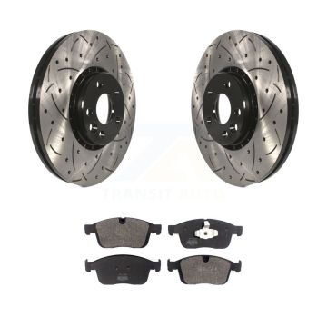 Front Coated Drilled Slotted Disc Brake Rotors And Semi-Metallic Pads Kit For Volvo XC60 KDF-101094