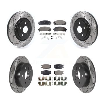 Front Rear Drilled Slot Disc Brake Rotors Semi-Metallic Pad Kit For 2022 Toyota Camry TRD KDF-101099
