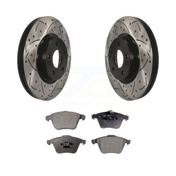 Front Coated Drilled Slotted Disc Brake Rotors And Semi-Metallic Pads Kit For Volvo S40 KDF-101110