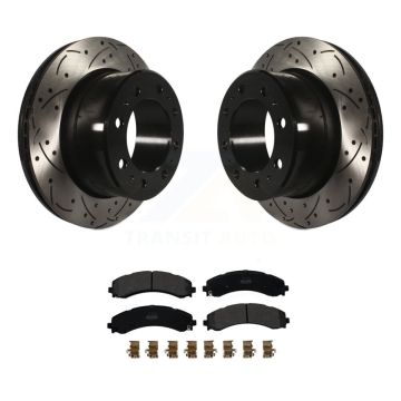 Rear Drill Slot Disc Brake Rotor Semi-Metallic Pad Kit For Ram 3500 With Dual Wheels KDF-101117