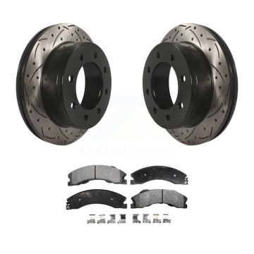 Rear Coated Drill Slot Disc Brake Rotors Semi-Metallic Pad Kit For Chevrolet Express 4500 KDF-101120