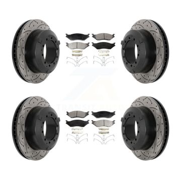 Front Rear Drill Slot Brake Rotor Semi-Metallic Pad Kit For International TerraStar IC AE KDF-101161