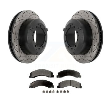 Rear Drill Slot Brake Rotors Semi-Metallic Pad Kit For Ram Dodge Sterling Truck 4500 5500 KDF-101173