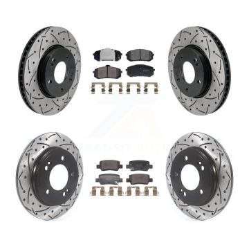 Front Rear Coated Drilled Slot Disc Brake Rotor Semi-Metallic Pad Kit For Hyundai Elantra KDF-101177