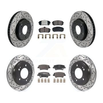 Front Rear Coated Drilled Slot Disc Brake Rotor Semi-Metallic Pad Kit For Hyundai Elantra KDF-101178