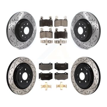 Front Rear Drill Slot Brake Rotor Semi-Metallic Pad Kit For Chevrolet Camaro SS with 6.2L KDF-101179