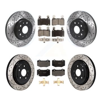 Front Rear Drill Slot Brake Rotor Semi-Metallic Pad Kit For Chevrolet Camaro SS with 3.6L KDF-101180