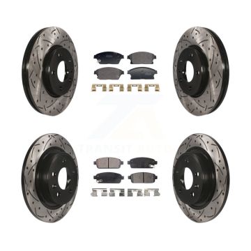 Front Rear Drill Slot Brake Rotors Semi-Metallic Pad Kit For Chevrolet Cruze Buick Verano KDF-101183