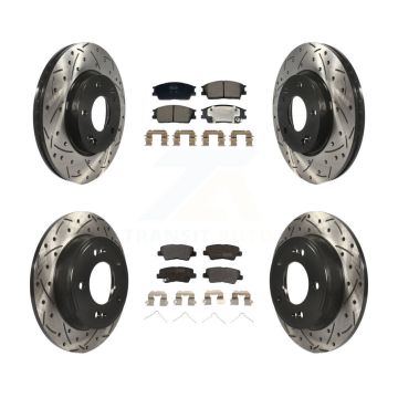 Front Rear Drilled Slot Disc Brake Rotor Semi-Metallic Pad Kit For Hyundai Venue Kia Soul KDF-101190