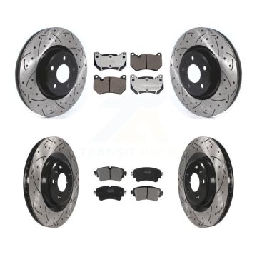 Front Rear Drill Slot Brake Rotors Semi-Metallic Pad Kit For Audi Q5 With Brembo Calipers KDF-101191