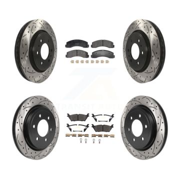 Front Rear Drill Slot Brake Rotor Semi-Metallic Pad Kit For Ford F-150 Expedition Lincoln KDF-101193