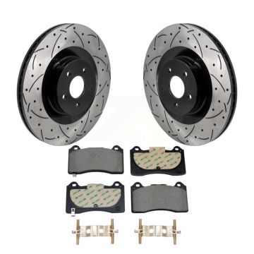 Front Coat Drill Slot Disc Brake Rotors Semi-Metallic Pad Kit For 2016-2018 Ford Focus RS KDF-101195