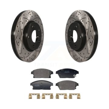Front Drill Slot Brake Rotors Semi-Metallic Pad Kit For Chevrolet Cruze Buick Verano Volt KDF-101198
