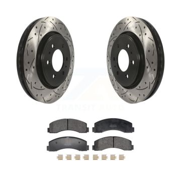 Front Drill Slot Disc Brake Rotor Semi-Metallic Pad Kit For Ford F-150 Expedition Lincoln KDF-101203