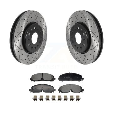 Front Drill Slot Disc Brake Rotor Semi-Metallic Pad Kit For Chevrolet Traverse Blazer GMC KDF-101204