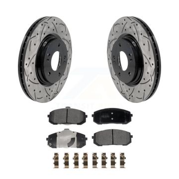 Front Drill Slot Disc Brake Rotor Semi-Metallic Pad Kit For Hyundai Elantra Sonata Kia K5 KDF-101210