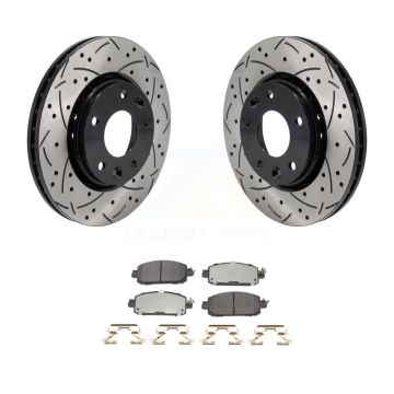 Front Coated Drilled Slot Disc Brake Rotors Semi-Metallic Pad Kit For Nissan Kicks Sentra KDF-101213
