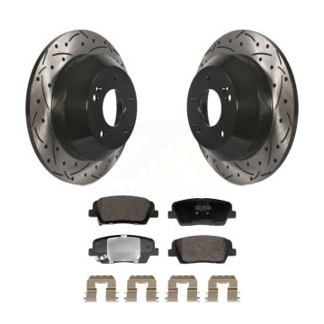 Rear Drill Slot Brake Rotors Semi-Metallic Pad Kit For Hyundai Santa Fe Sport Kia Sorento KDF-101214