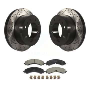 Rear Drilled Slot Brake Rotor Semi-Metallic Pad Kit For GMC Chevrolet Sierra 2500 HD 3500 KDF-101218