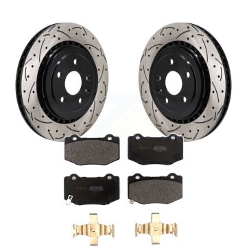 Rear Drill Slot Disc Brake Rotors Semi-Metallic Pad Kit For Chevrolet Camaro Cadillac ATS KDF-101219