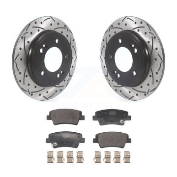 Rear Coated Drilled Slotted Disc Brake Rotors & Semi-Metallic Pad Kit For Hyundai Elantra KDF-101221
