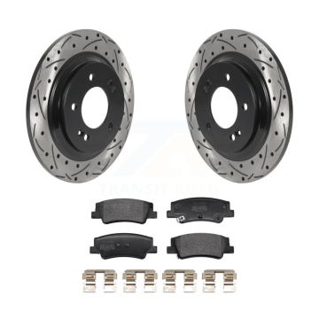 Rear Coated Drilled Slot Disc Brake Rotor Semi-Metallic Pad Kit For Hyundai Sonata Kia K5 KDF-101223