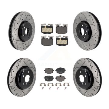 Front Rear Brake Rotors Semi-Metallic Pad Kit (6Pc) For BMW 530e xDrive 640i Gran Turismo KDF-101224
