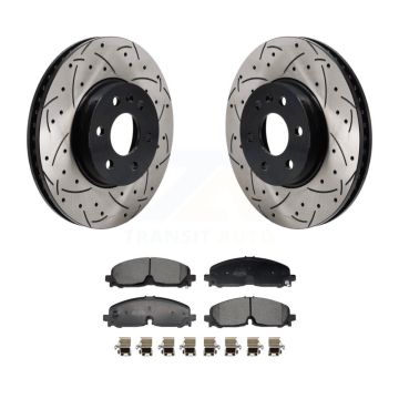 Front Drill Slot Disc Brake Rotor Semi-Metallic Pad Kit For Chevrolet Colorado GMC Canyon KDF-101233