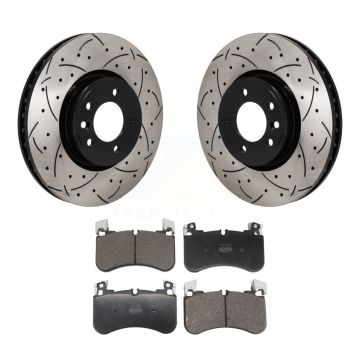 Front Coated Drill Slot Disc Brake Rotor Semi-Metallic Pad Kit For Land Rover Range Sport KDF-101242