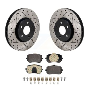 Front Drilled Slot Disc Brake Rotor & Semi-Metallic Pad Kit For Mercedes-Benz A220 CLA250 KDF-101244