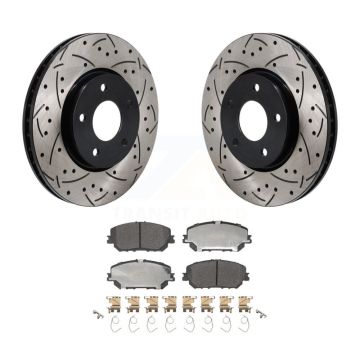 Front Coated Drilled Slotted Disc Brake Rotors And Semi-Metallic Pad Kit For Nissan Rogue KDF-101247