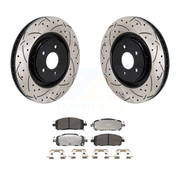 Front Drilled Slot Brake Rotor Semi-Metallic Pad Kit For Mitsubishi Outlander Nissan QX60 KDF-101248